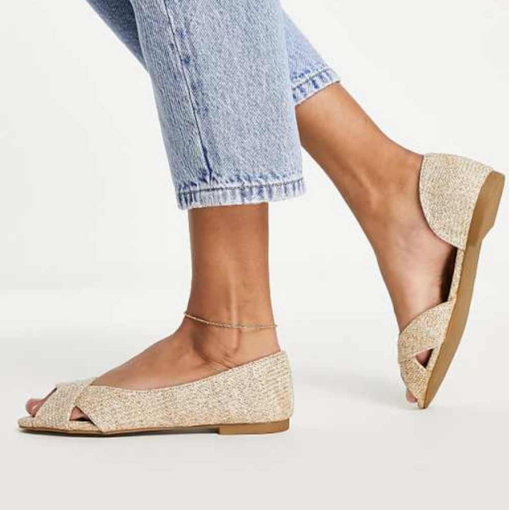 ASOS Laurel Peeptoe Ballet Flats Natural US 5